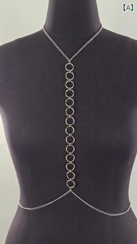 Necklaces, Braclets - ボディチェーン 女性用 ハンギングネック ボディジュエリー 合金製 銀色 幾何学デザイン 電気メッキ加工 白水晶 シンプル 個性的 セクシー 夏向け 軽量 普段使い 通勤 旅行 ギフト