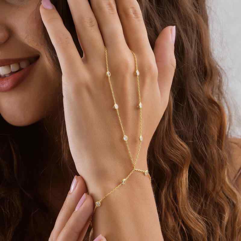 Necklaces, Braclets - ハンドチェーン 女性用 丸型 連指 ブレスレット 手飾り 幾何学 シンプル ファッション 通勤 銀色 金色 ローズゴールド 春季 水晶 電気メッキ加工 トレンド パンク風 ダンスパーティー かわいい 軽量