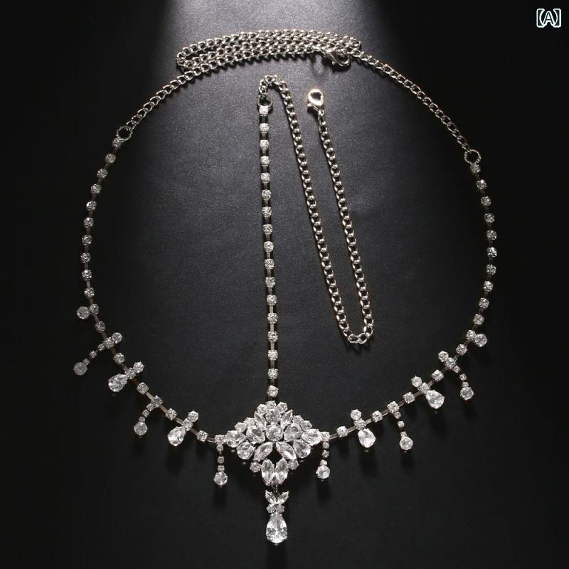 Necklaces, Braclets - ヘアアクセサリー 女性用 額飾り 額チェーン 流蘇 吊り下げ ジルコニア 輝石 幾何学 デザイン 電気メッキ加工 白水晶 シルバー ゴールド ファッション OL スタイル ギフト 独立包装 通勤 普段使い パーティー 結婚式 誕生日 記念日 かわいい 華