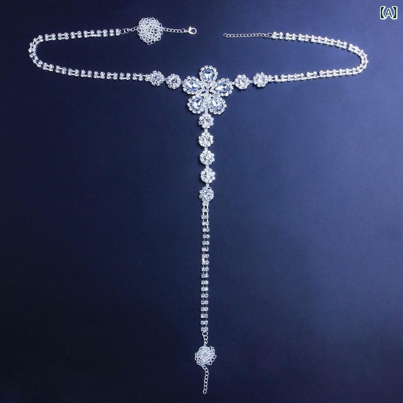 Necklaces, Braclets - 女性用 丁字パンツ 身体チェーン 花形 ラインストーン 装飾 セクシー インナー ショーツ チェーン 合金 人工宝石 白水晶 黄水晶 花卉 デザイン 銀メッキ 金メッキ かわいい ランジェリー