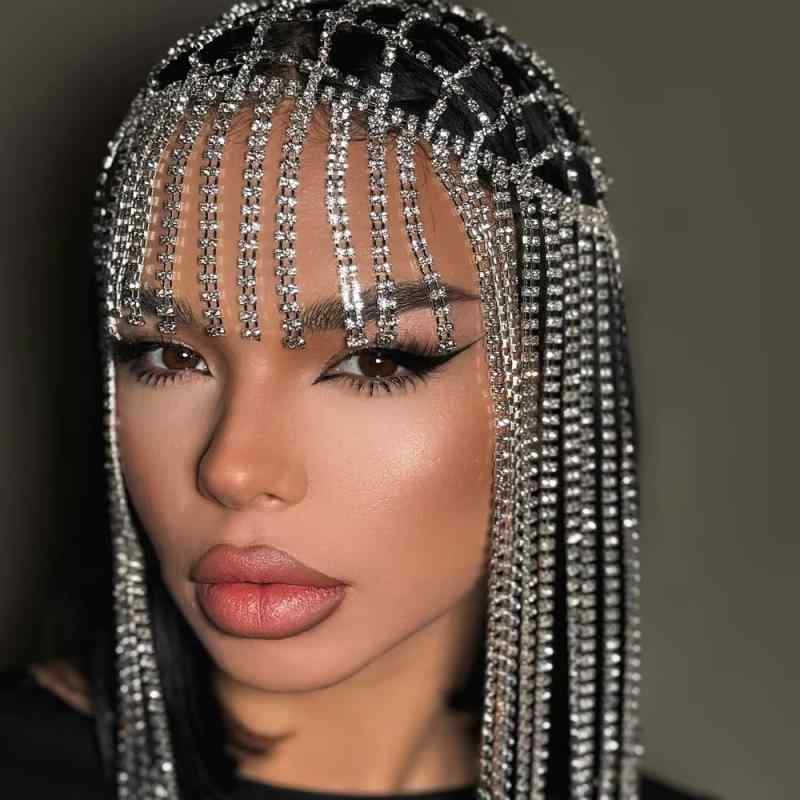 ヘアアクセサリー 女性用 流蘇 フリンジ 水钻 ラインストーン 電気メッキ加工 シル...