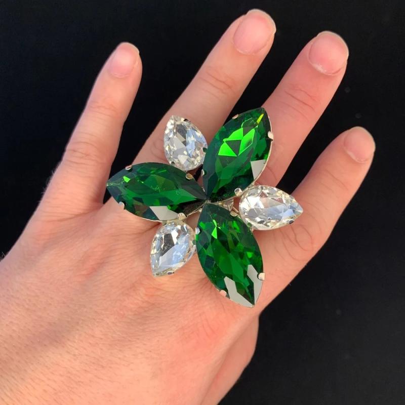 Necklaces, Braclets - レディース 指輪 グリーン 花柄 花卉 水钻 ジルコニア 開口 可調節 電気メッキ加工 シルバー ゴールド 秋 秋冬 ファッション 通勤 植物 花 かわいい 華奢 ハンドアクセサリー