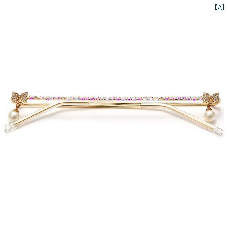 Necklaces, Braclets - メンズ メガネフレーム 半枠 金属製 多角形 蝶結 パール チェーン 湖ブルー シルバー ゴールド 椭円形顔対応 個性派 ストリートファッション 夏用 軽量 接触冷感
