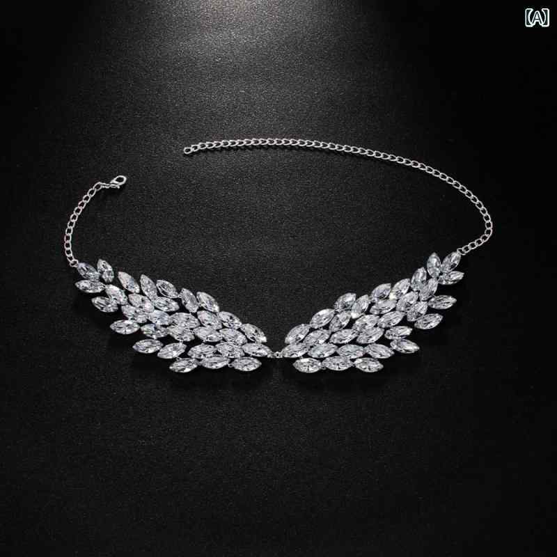 Other , Materials - ネックレス 女性用 Vネック 水钻 幾何学 鎖骨チェーン 銀色 金色 接触冷感 ファッション 通勤 普段使い 軽量 伸縮性 夏 春夏