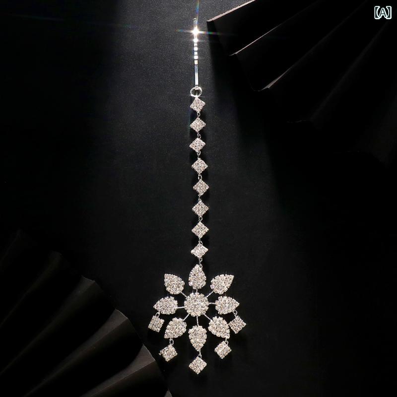 Necklaces, Braclets - ヘアアクセサリー 女性用 復古 花柄 タッセル 額飾り チェーン ワイドクリップ 水晶 ヘアピン シルバー 金色 電気メッキ加工 植物モチーフ ボヘミアン 秋 ヘッドチェーン フラワーモチーフ ヘアオーナメント