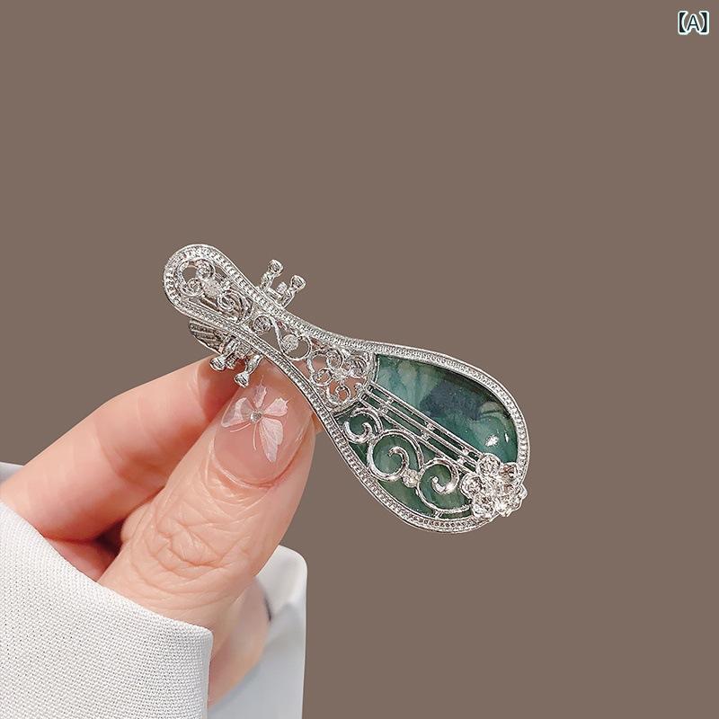 ヘアクリップ 女性用 鴨嘴 国風 水墨画 琵琶柄 古典 気質 サイドバン 劉海 発卡 合...