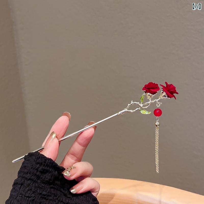 ・カテゴリ: 髪飾り・スタイル: 中国風・素材: 合金・: 花・加工: メッキ・モチーフ: 髪簪