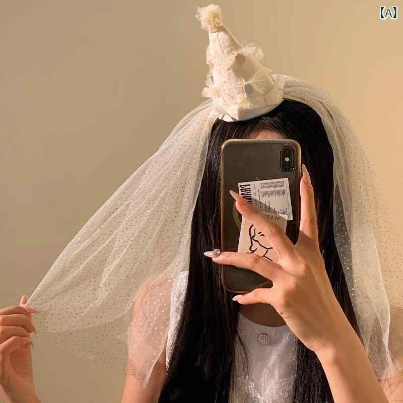乐天商城 - ヘアアクセサリー 女性用 かわいい バタフライリボン チュール ヘッドドレス 発箍 プリンセス 甘め 清楚 パーティー 誕生日 記念撮影 普段使い 布製 軽量 通年 米色 秋 丸型 ジオメトリック ヘアバンド ヘアピン