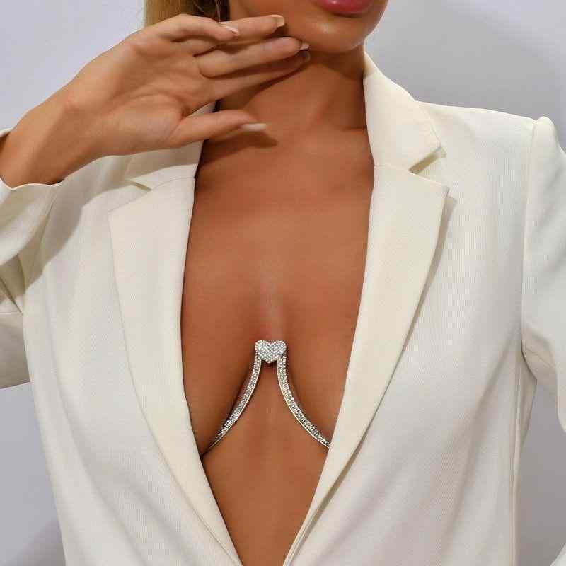 ・カテゴリ: ボディチェーン・対象: 女性・主な素材: 銅、白水晶・装飾素材: ラインストーン・スタイル: 欧米・形状: ハート形・カラー展開: シルバー、金・加工: メッキ・嵌め込み素材: 合金、人工宝石/半宝石