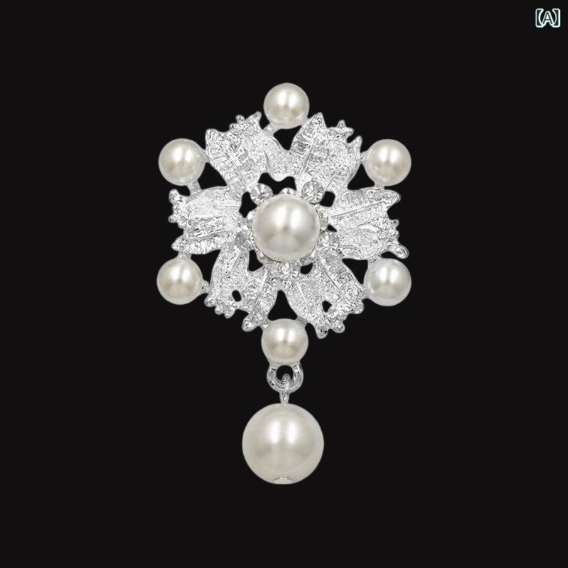 ブローチ 花 女性用 ファッション 服飾 アクセサリー 水晶 装飾 珍珠 ピン 花卉 花...