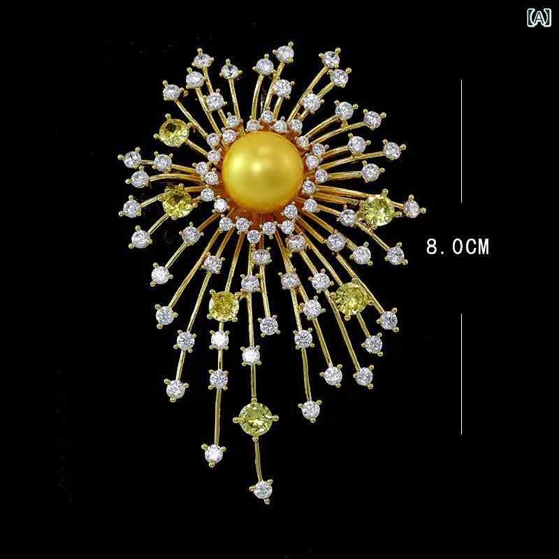 Other - ブローチ レディース かわいい 煙花 デザイン 銀メッキ 金メッキ キラキラ 水晶 春夏 コーデ アクセサリー 清楚 スイート 普段使い 通勤 トップス 付け ピン 装飾 軽量