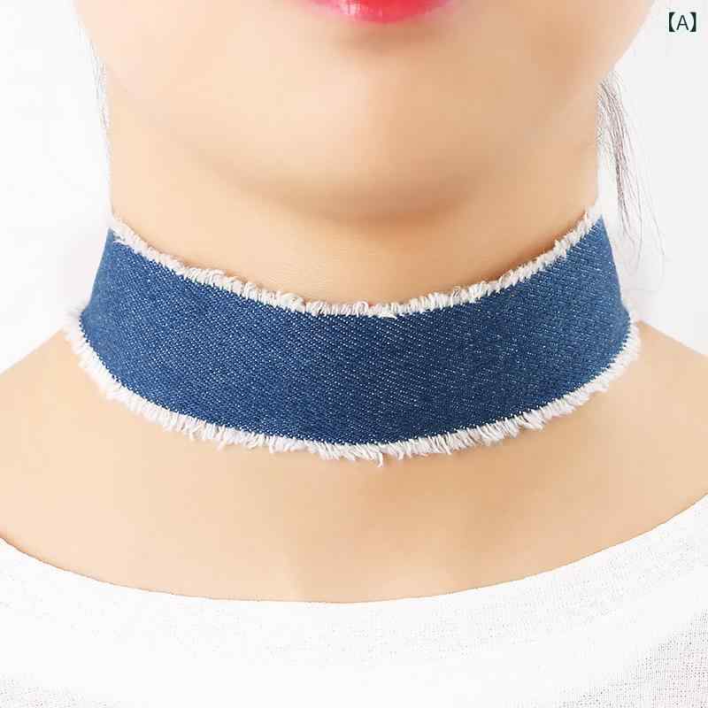 ・カテゴリ: ネックレス・スタイル: 女性用・主な素材: デニム・ペンダント素材: 合金・長さ: 21cm-50cm・エクステンション: 10cm以下・カラー展開: デニム白縁、金の五角星、緑の五角星、赤の五角星