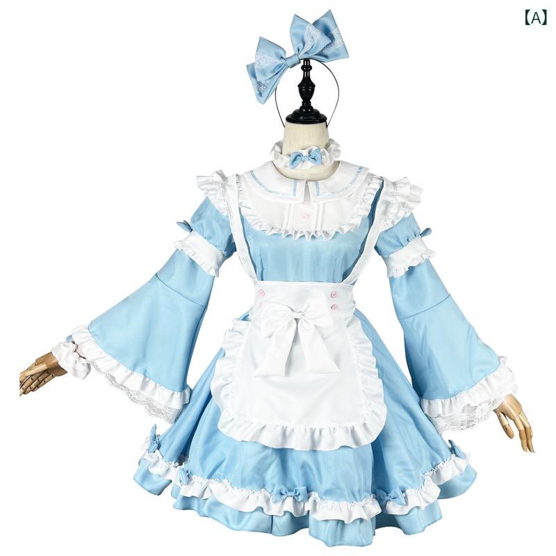 樂天商城 - ロリータドレス 男女兼用 コスプレ 女装 メイド服 コスチューム 連衣裙 化繊混紡 ポリエステル100 甘め 清新 かわいい 夏 ゲーム アニメ ロールプレイング 日系 ソフト フレッシュ