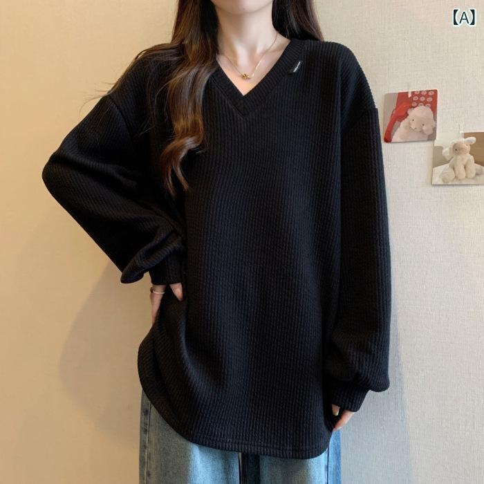 ・スタイル: カジュアル・主な素材: ポリエステル・素材含有率: 90-95%・袖丈: 長袖・ネックライン: Vネック・シルエット: ゆったり・丈: ミドル丈・カラー展開: ブラック、ホワイト・サイズ展開: M、L、XL、2XL・伸縮性: ややあり