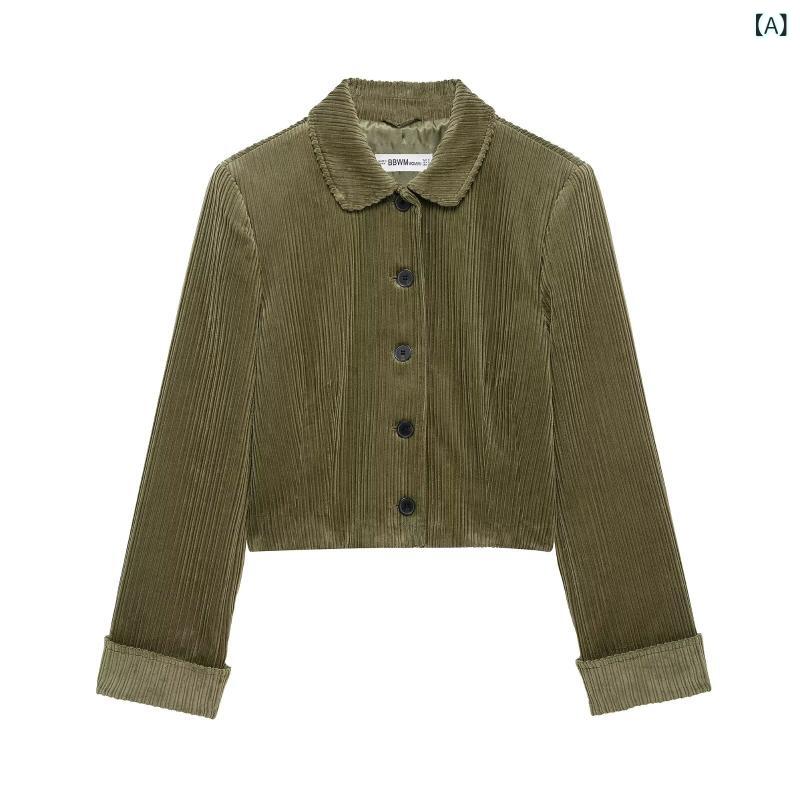 レディース 灯芯绒 ジャケット コート セット 包臀スカート 膝上 ミニスカート 通...