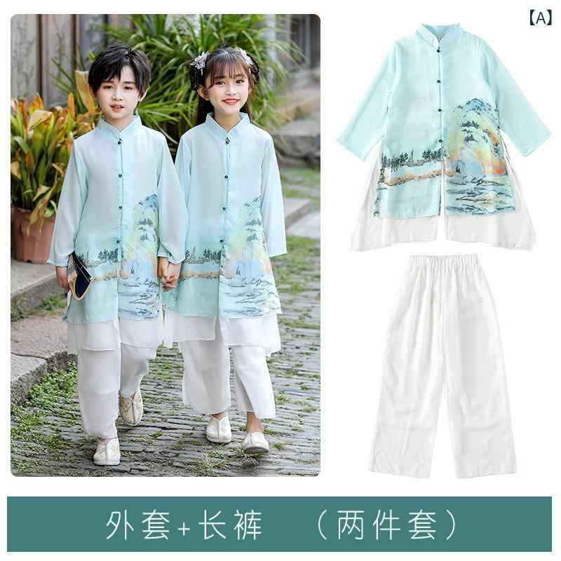 ・カテゴリ: 子供用唐装・民族衣装・スタイル: 中国風、田園、トレンド・柄: 無地・主な素材: ポリエステル（60%）・厚み: 普通・カラー展開: ブルー・サイズ展開: 90cm、100cm、110cm、120cm、130cm、140cm、150cm、160cm、170cm、180cm・対象性別: 男女兼用