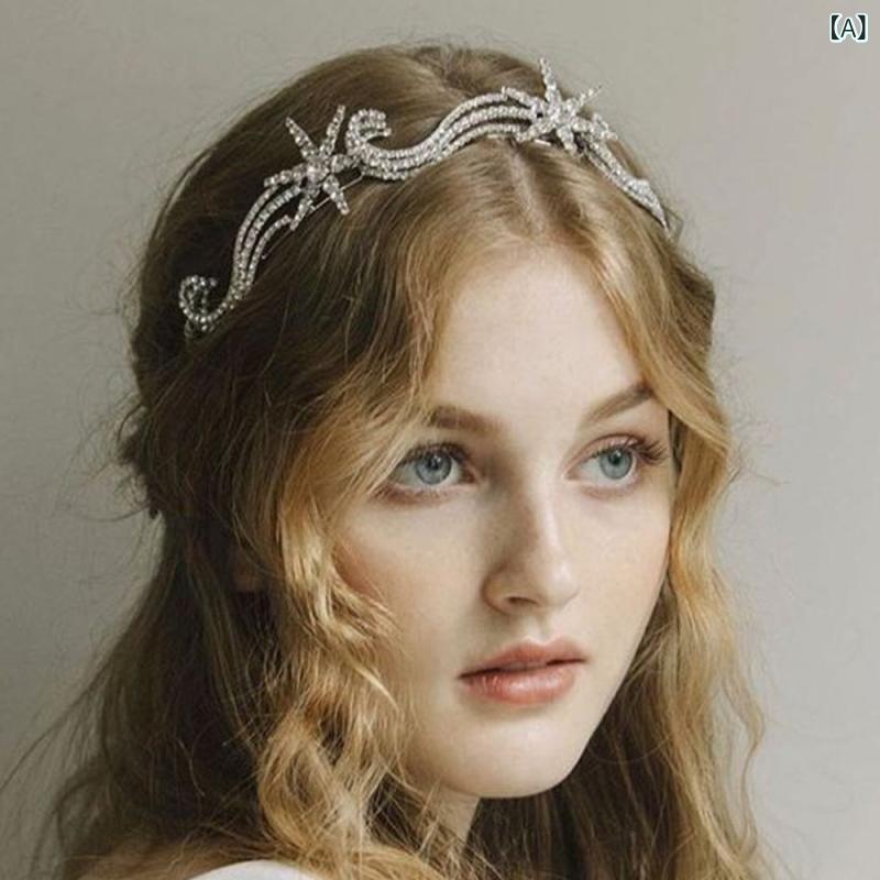 Necklaces, Braclets - ヘアアクセサリー 女性用 夏 接触冷感 星星 ラインストーン ヘアバンド ヘアゴム 電気メッキ加工 ファッション 通勤 かわいい ウェディング ヘアピン 春夏 ヘアクリップ 銀色 ゴールド