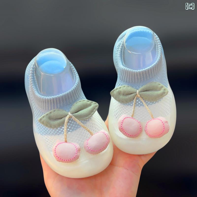 女児用 室内 靴 夏季 メッシュ 靴下 靴 ベビー 歩行練習 靴 女の子 赤ちゃん 靴 通...