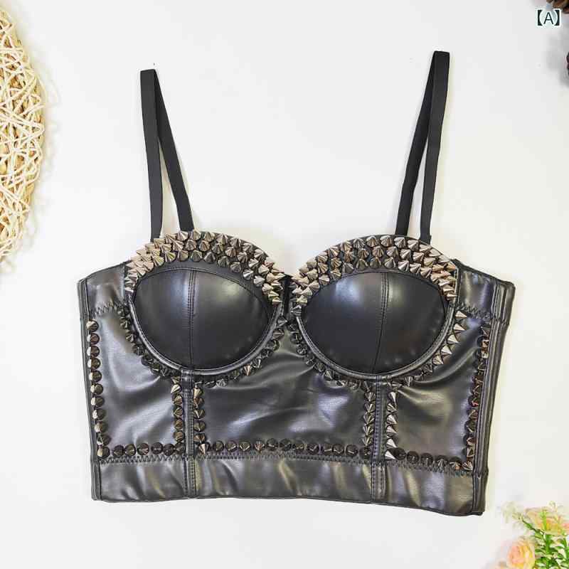 Camisoles - ブラトップ 女性用 ブラレット プーリースキン PU皮 黒 馬甲式 吊り下げ 胸上托 集め 美背 快適 塑身 及腰丈 3/4カップ 上薄下厚 法式 春季 タイトフィット 薄手 伸縮性