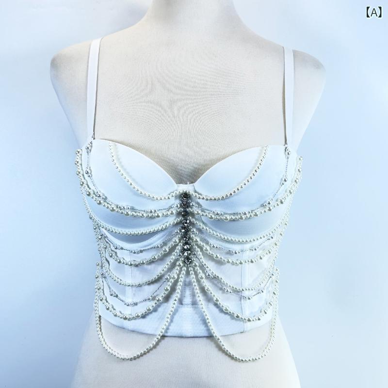 Rakuten - キャミソール 女性用 魚骨 デザイン 流す刺繍 ビーズ ボディシェイプ トップス ガーター チューブトップ 無縫 聚酯繊維 白色 ブラック トゥルースタイル 四季 通勤 普段使い 軽量 伸縮性 トータルシェイプ ハイウエスト カジュアル