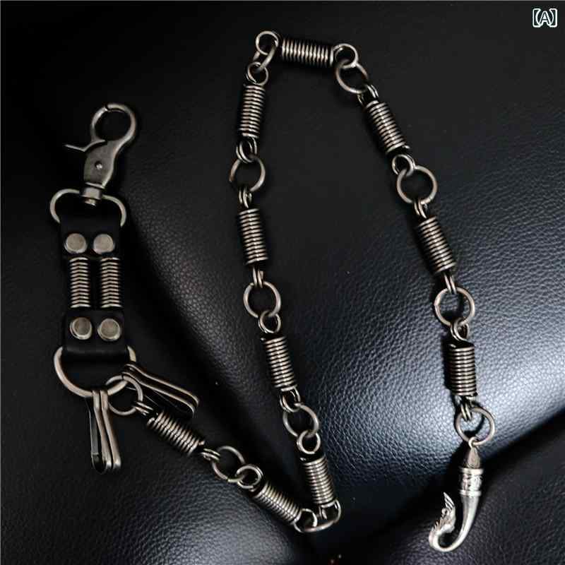 メンズ 復古 デニムパンツ チェーン アクセサリー 腰チェーン 財布チェーン 金属製 ブラック キャメル ロックスタイル パンクファッション 通勤 普段使い アウトドア 軽量 耐久性