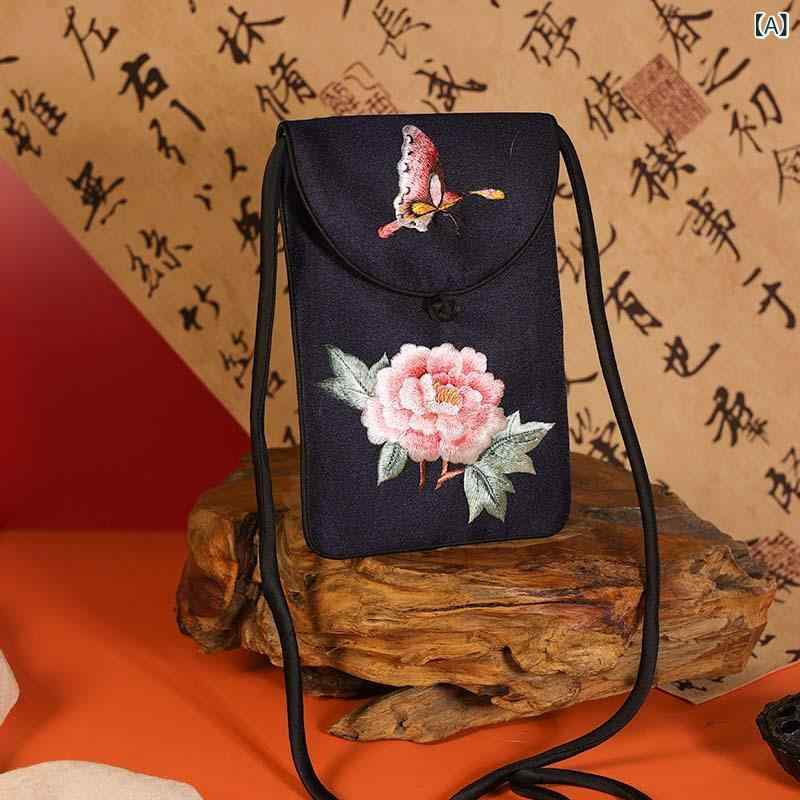 ・カテゴリ: スマホポーチ・形状: 縦型方形・対象: 女性・柄: 刺繍・スタイル: 中国風・素材: サテン・裏地: ポリコットン・カラー展開: 紺、ベージュ、ミントブルー、ピンク、パープル、ブルー・用途: 日常