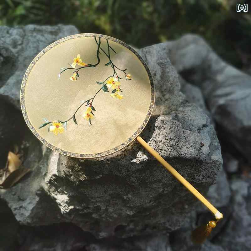 ・カテゴリ: 団扇・素材: 布・サイズ: 直径20cm・技法: 刺繍・骨材: 竹・スタイル: 中国風