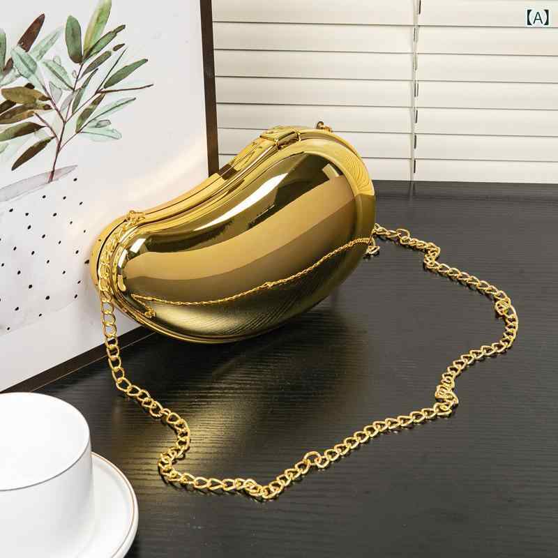 ミニバッグ かわいい 鞄 ミラーメタリック アクリル素材 硬め 横型 方形 金色 銀色 鎖金具 開閉 街頭風 トレンド 饅頭型 立体 日常使い 通勤 デート 春夏 パーティー ビーチ 化粧ポーチ