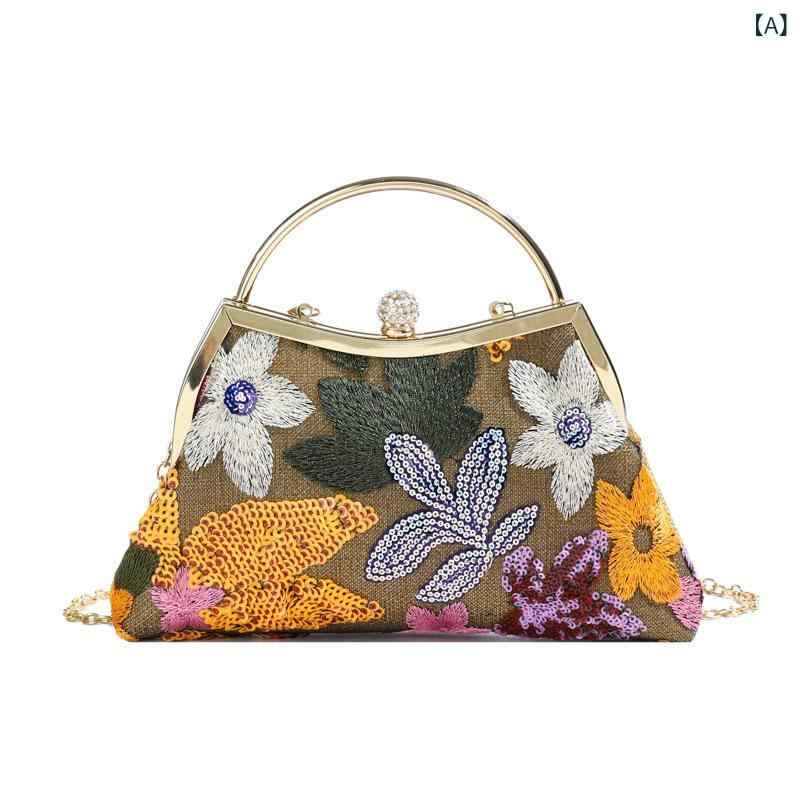 レディース 手提鞄 ベーシックカラー ショルダーバッグ 夕宴パーティー用 刺繍 花柄 網目レース ビーズ刺繍 切り替えデザイン フラップ開閉 横型 都市カジュアル 柔軟素材 PVC ポリエステル内装 カードポケット ステッチ 立体ポケット オレンジ系 パ