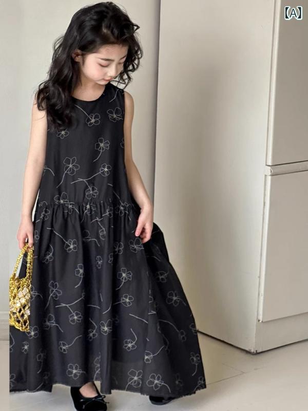 ・カテゴリ: 子供用ワンピース・主な素材: 綿・柄: 無地、花柄・袖丈: ノースリーブ・スカートスタイル: プリンセススカート・要素: プリンセス・カラー展開: ブラック・サイズ展開: 120cm、130cm、140cm、150cm、160cm、170cm・対象年齢: 8歳以上