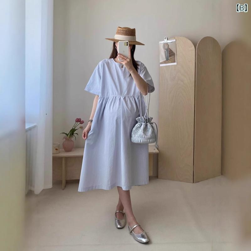 ワンピース レディース 妊婦 授乳服 マタニティウェア 半袖 Aライン 膝丈 ひざ丈 ...