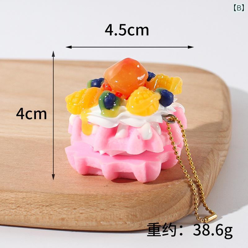 キーホルダー ワッフル フルーツ ケーキ 食品サンプル スイーツ 立体 ミニチュア ...
