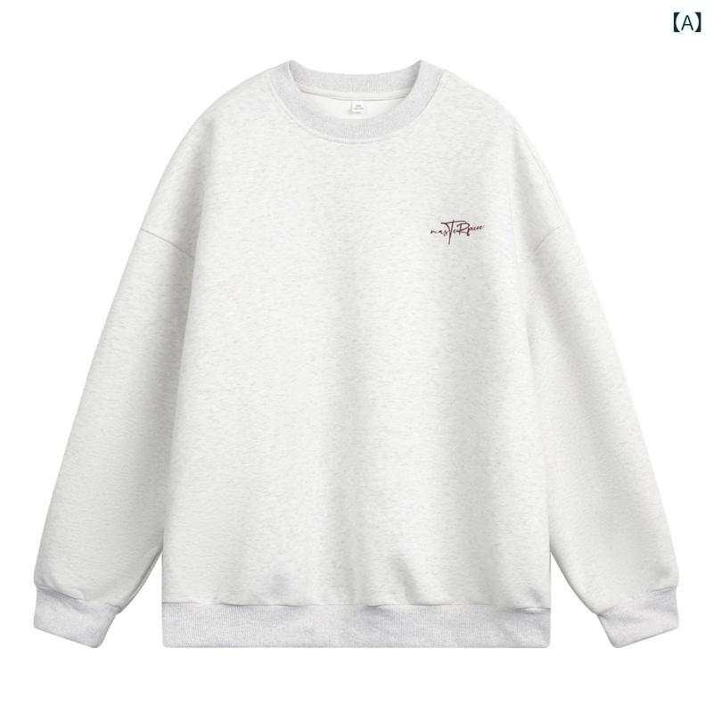 Japanese Pattern - パーカー ユニセックス メンズ レディース 秋冬 秋 長袖 ラウンドネック 綿 厚手 重量感 ワイドシルエット 切り替え プリント 字母柄 日常 ストリート カジュアル ゆったり トップス コットン 長袖パーカー ルーズフィット アウター 白 グレー ブ