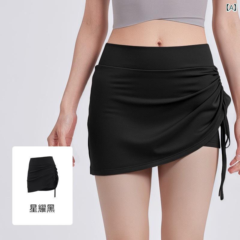 Tops - スポーツ ショートスカート レディース 防走光 高腰 ヒップアップ ランニング フェイクツーピース ヨガパンツ 春夏 接触冷感 吸湿速乾 ポリエステル ブラック ホワイト ベージュ グレー 軽量 伸縮性 通勤 普段使い アウトドア