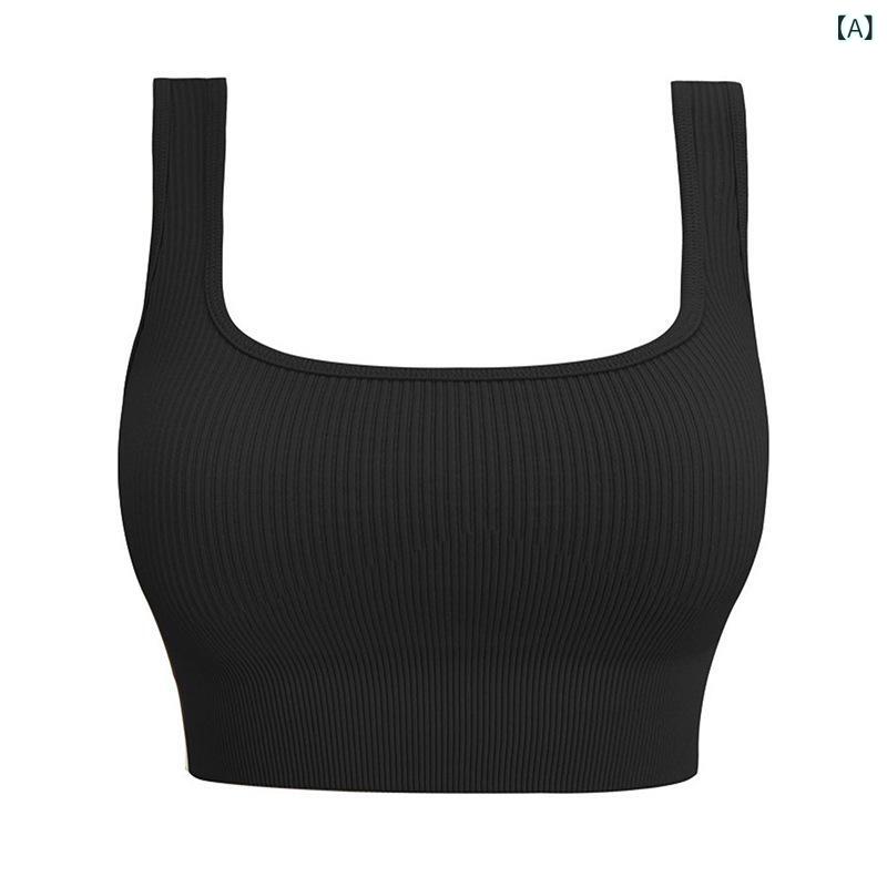 Wear - レディース ヨガブラトップ 無縫 ストレッチ 透気性 運動ブラ ブラトップ 女性用 フィットネス 防振 美背 ブラトップ ブラレット ブラ 夏 接触冷感 吸湿速乾 ブラック ブラウン ナイロン スパンデックス 切り替え 肩ストラップ スポーツブラ インナ