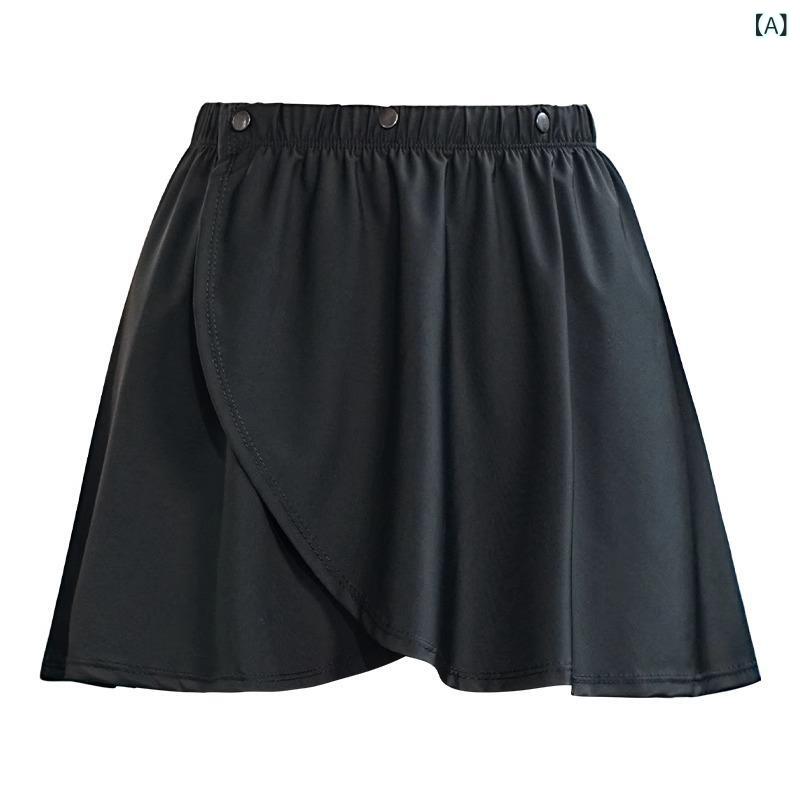 Ladies Wear - スカート ヨガパンツ 女性用 遮臀 フィットネス ブラック 短め 半身スカート 小柄対応 夏 接触冷感 伸縮性 切り替え 軽量 アクティブ 普段使い アウトドア