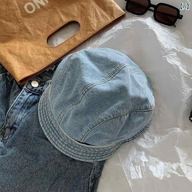 Knit Hat - 漁夫帽 レディース デニム 牛仔布 綿 ポリエステル 春夏 防晒 遮陽 ライトブルー ダークブルー 短檐 丸頂 垂感 ルーズ ベレー風 ストリート ファッション 通勤 普段使い 極簡 OL
