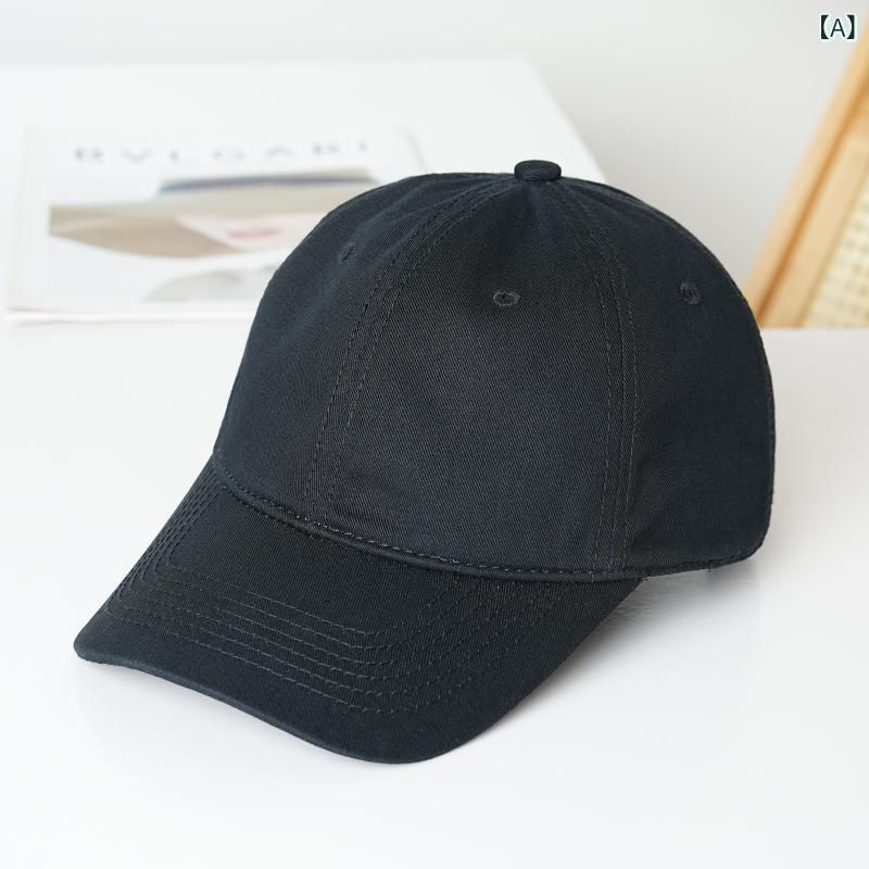 Knit Hat - 棒球帽 男女用 大きめ頭囲 春夏 秋冬 通勤 普段使い 運動 綿 柔らか 丸頂 曲がり鴨舌 防晒 遮陽 通気性 調整可能 ブラック ホワイト アイボリー ネイビー グレー ブラウン カーキ オレンジ ブルー グリーン イエロー レッド ピンク