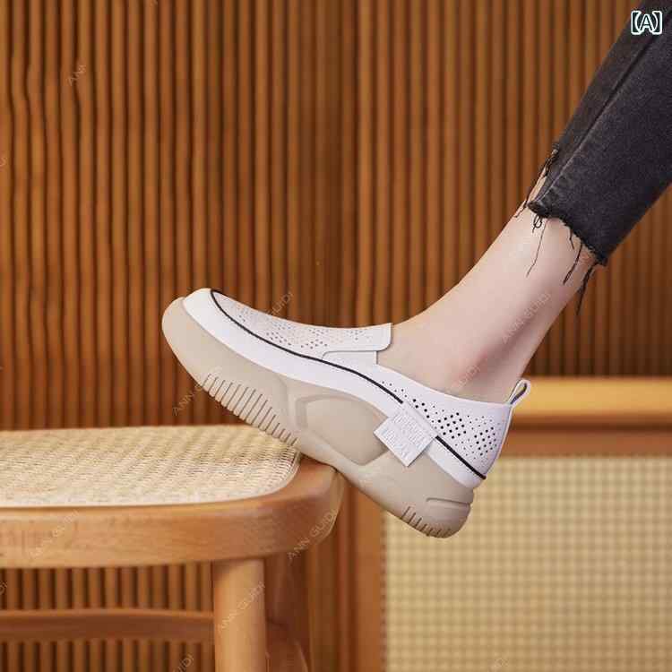 乐天商城 - 女性用 スニーカー ローカット 夏 かわいい 切り抜き デザイン 漆皮 PU素材 丸トゥ 柔らか底 ロカロク底 中ヒール 軽量 伸縮性 ラバーソール インソール 快適 歩きやすい 黄色 ホワイト カーキ 通勤 通学 普段使い セットオン