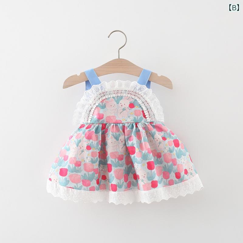 女児用 ワンピース キッズ 女の子 ベビー 春夏 無袖 プリンセススカート コットン ...