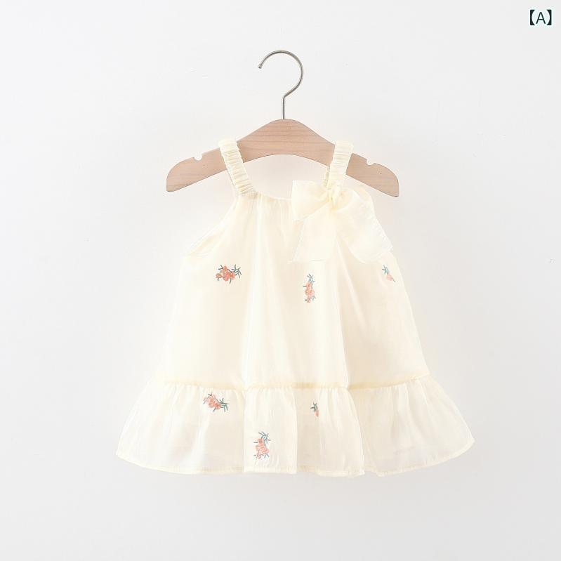 女児 ワンピース 女の子用 ベビー プリンセスドレス 吊り帯 キャミソール 無袖 綿 ...