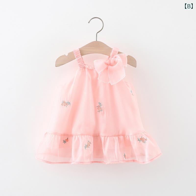 女児 ワンピース 女の子用 ベビー プリンセスドレス 吊り帯 キャミソール 無袖 綿 ...