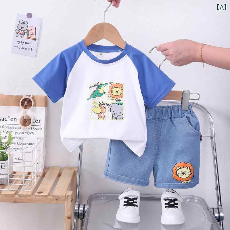 ・カテゴリ: 子供服セットアップ・性別: 男児用・スタイル: 韓国・セットアップタイプ: パンツセット・セット内容: 2点セット・対象年齢: 1〜3歳・袖丈: 半袖・フード: なし・パンツ丈: 短パン・厚さ: 標準・柄: カートゥーン・デザイン要素: かわいい、プリンセス、トレンド・主要素材: 綿99%・安全基準: A類・留め具: プルオーバー・カラー展開: ブルー、イエロー・サイズ展開: 80cm、90cm、100cm、110cm、120cm