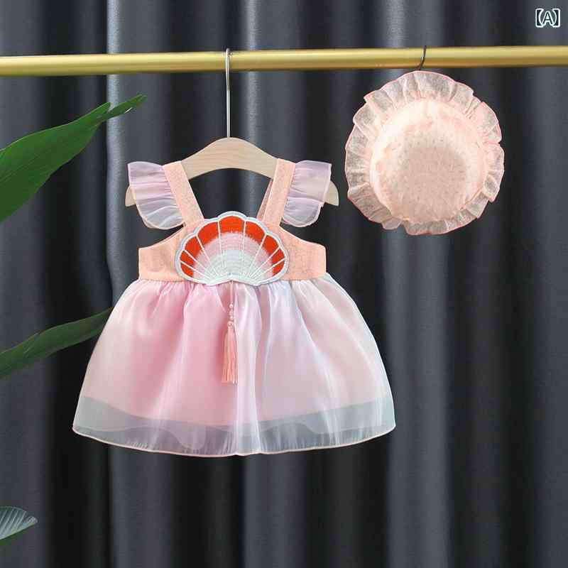 女児 ワンピース 女の子 子供 ベビー 背帯 連衣裙 プリンセススカート 無袖 綿 柔らか素材 接触冷感 春夏 ピンク グリーン かわいい 夢幻 カラフル 虹 プリンセス 韓風 カジュアル 普段使い 通園 遊び着
