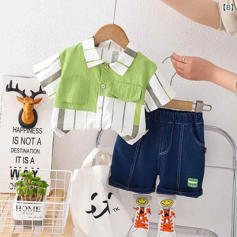 ベビー 男の子 夏 2点セット 短袖 トップス 短パン 綿 接触冷感 切り替え カットソ...