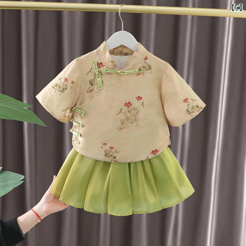 女児 トップス 短パン セット 夏 綿 接触冷感 短袖 かわいい プリンセス 国風 切り...