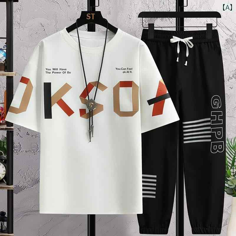 樂天商城 - メンズ 短袖 Tシャツ セット 夏 春夏 薄手 涤纶 混紡 ゆったり ビッグシルエット ワイド 長ズボン トップス シャツ ゆったりパンツ 普段使い 部屋着 カジュアル 軽量 吸湿速乾 白色 ブラック 肥満対応 大きいサイズ