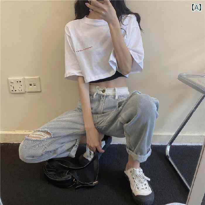 Tシャツ レディース 短袖 クロップド 露脐 短丈 丸首 切り替え セットアップ 白色 ブラック 背心 トップス 夏 春夏 接触冷感 涤纶 ポリエステル 伸縮性 軽量 吸湿速乾 韓流 ルーズフィット ハイウエスト 甘め フレッシュ プリント 字母柄 イン