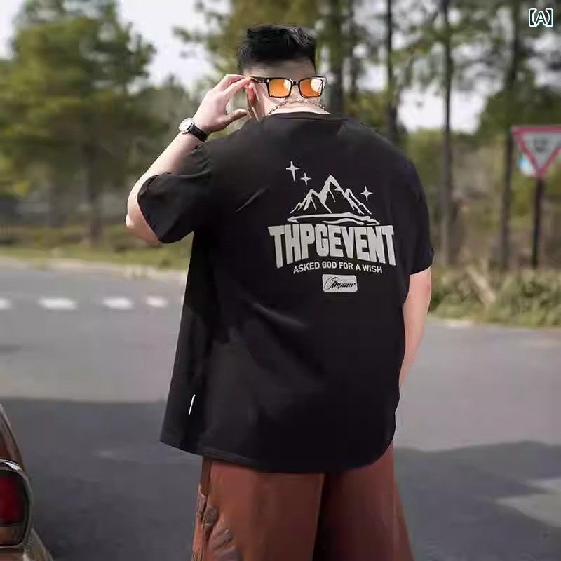 樂天商城 - Tシャツ メンズ 大きいサイズ ゆったり 半袖 純棉 プリント 黒 コーヒー ホワイト ネイビー 薄手 抗菌 日常 夏 接触冷感 吸湿速乾 免烫