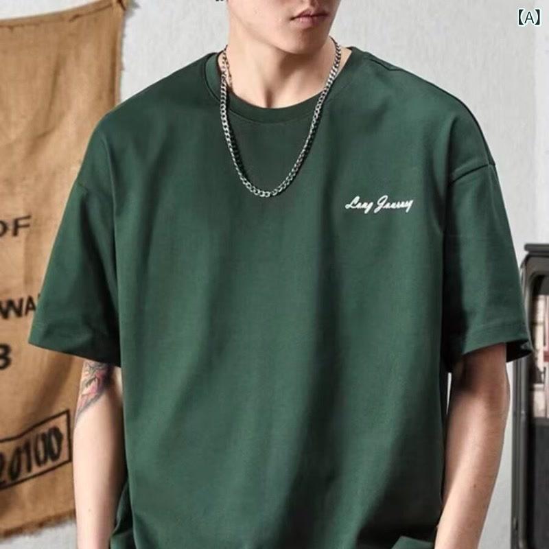 樂天商城 - Tシャツ メンズ 短袖 夏 大きいサイズ ゆったり 綿 透気性 薄手 丸首 プリント グラスグリーン コーヒーブラウン ホワイト ブラック ラフスタイル カジュアル